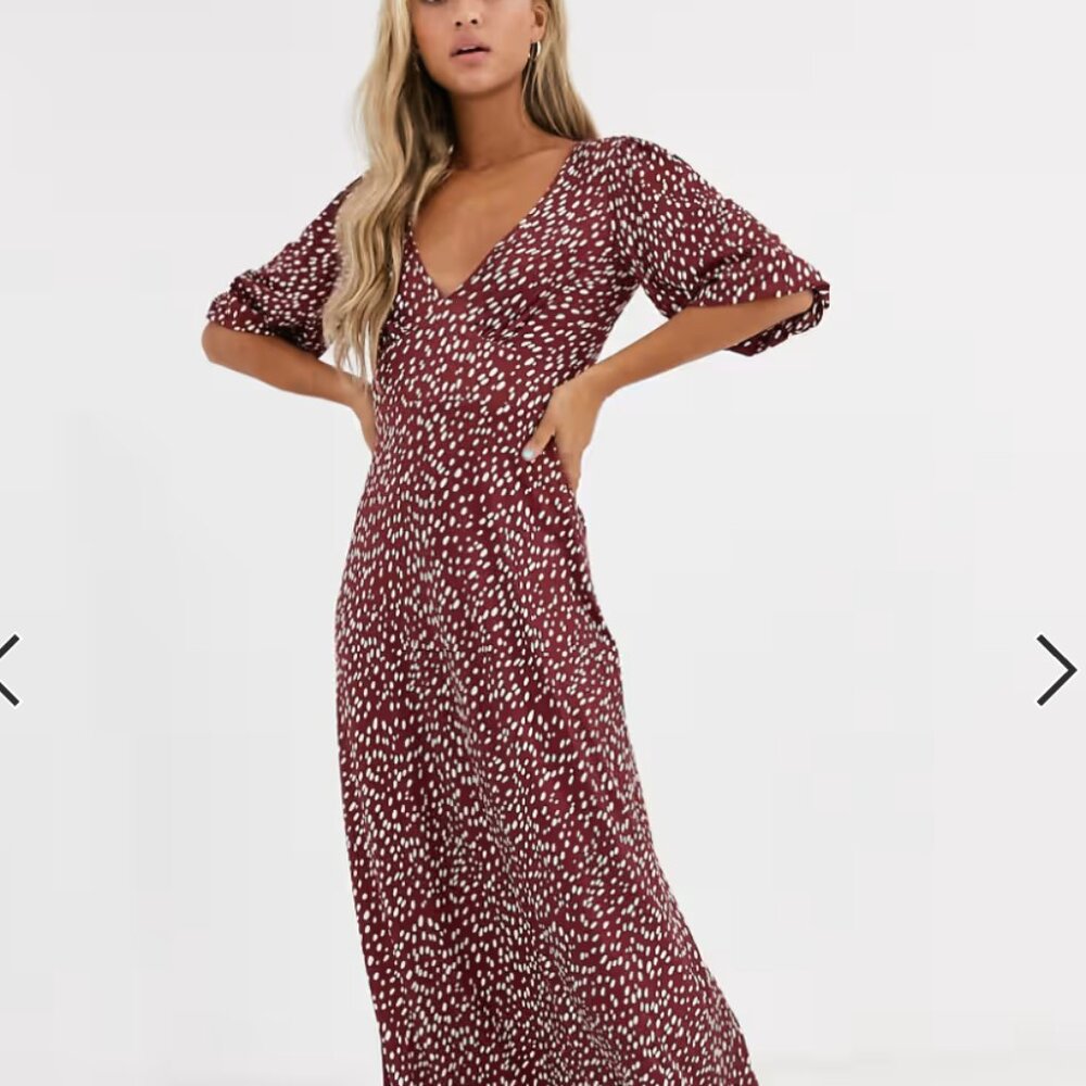 ASOS DESIGN slinky tea midi dress in polka dot | Size 8